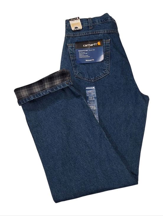 Carhartt Other - Carhartt NWT~Mens Relaxed Straight Fit Flannel Lined Jean~Dark Wash Denim~36X36